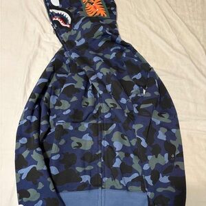 Bape Navy/Blue Camo shark full zip